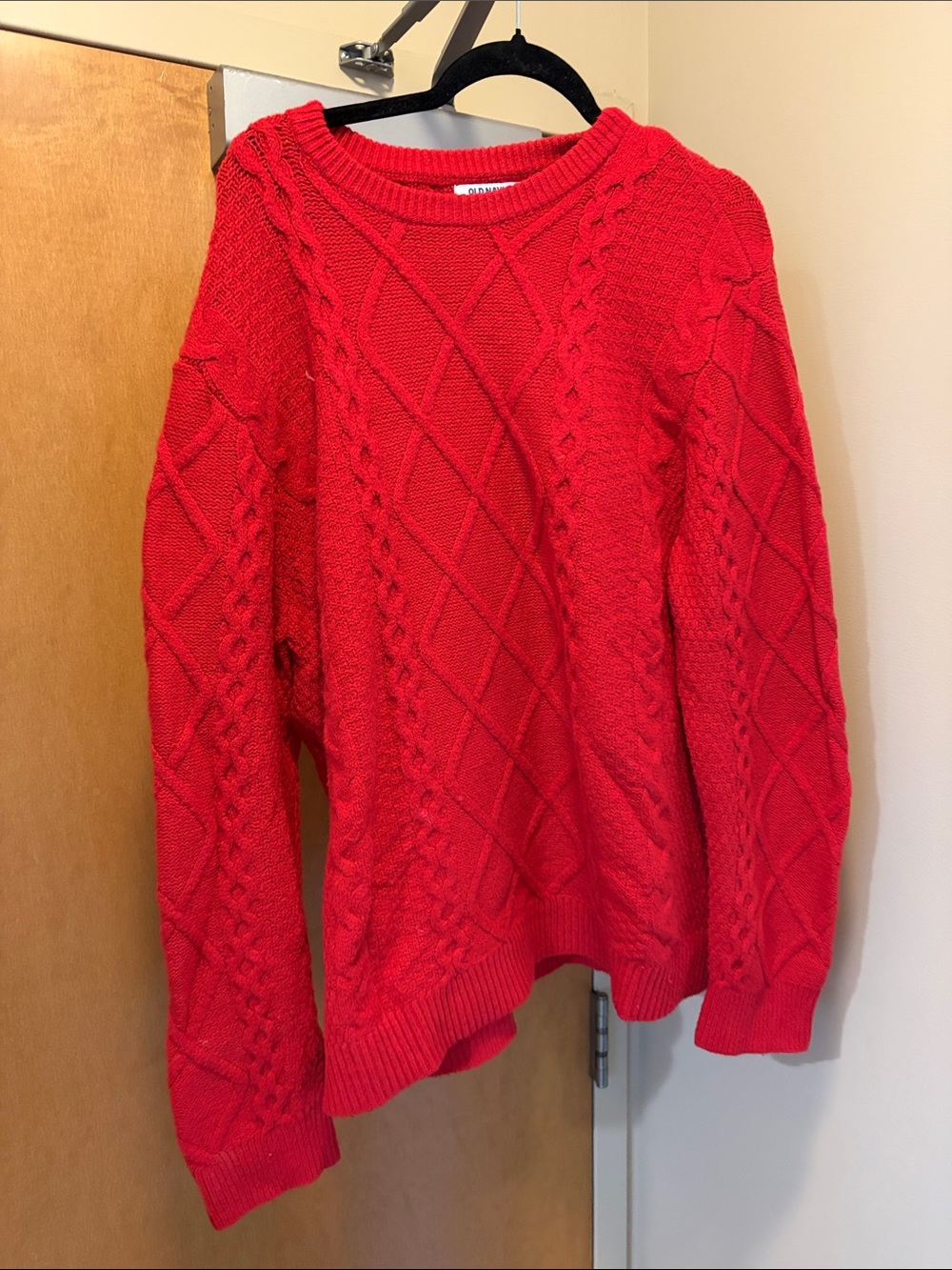 Old Navy Bright Red Cable Knit Scoopneck Sweater